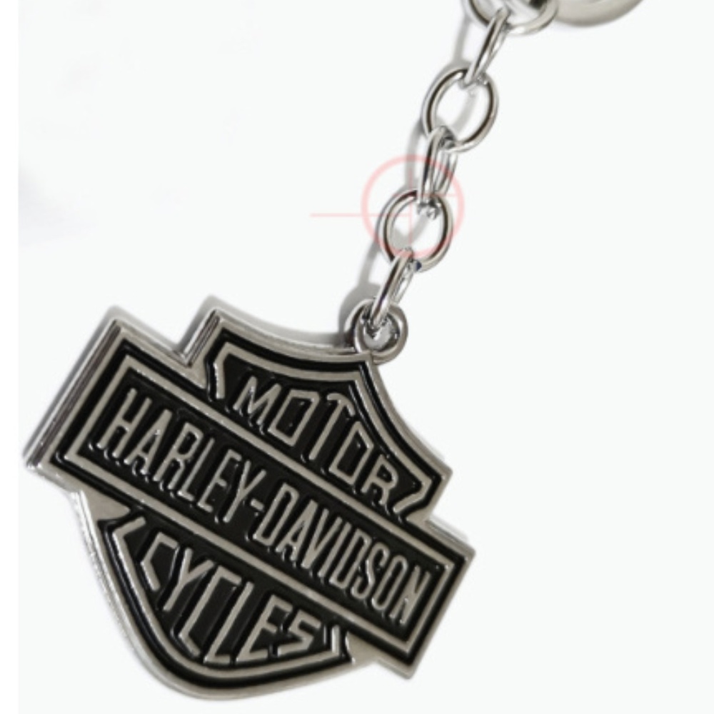 Harley-Davidson Silver Black Bar Shield DOUBLE-SIDED Key Chain - Picture 5 of 6